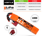 HK Army Hostile Energy 11.1V 1000mAh 15C Stick (Deans) LiPO Airsoft Battery