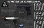 WG Silver & Black Full Metal Panther Built In Laser CO2 Airsoft Pistol w/ RIS Rail