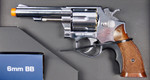 HFC Full Metal Gas Airsoft Revolver W/ Shells 6" Barrel (WOOD/Chrome)