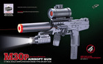 M30P Airsoft Spring Uzi SMG Gun W/ Laser, Flashlight, Red Dot Scope