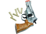 Siver / Wood TSD Airsoft Gas Revolver 4" Barrel 6 Shooter W/ Shells