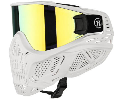 HK Army HSTL Skull Full Face Mask - White w/ Gold Lens