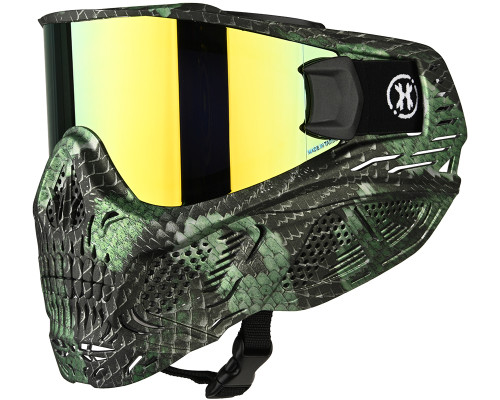 HK Army HSTL Skull Full Face Mask - Snake Green w/ Gold Lens