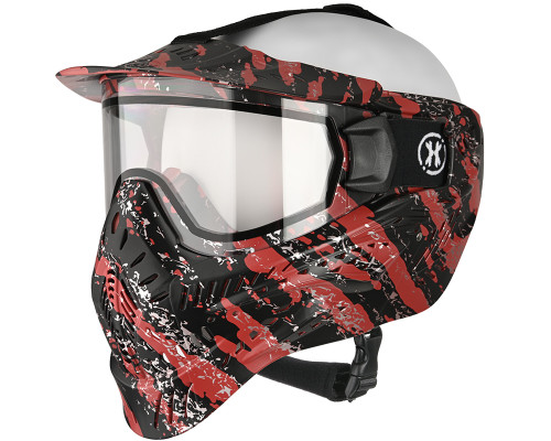HK Army HSTL Full Face Mask - Fracture Black/Red w/ Clear Lens
