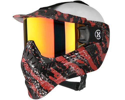 HK Army HSTL Full Face Mask - Fracture Black/Red w/ Fire Lens