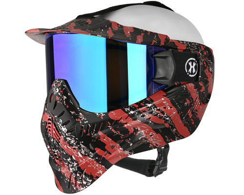 HK Army HSTL Full Face Mask - Fracture Black/Red w/ Ice Lens