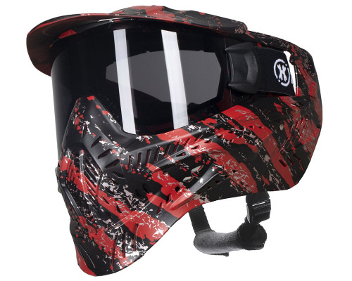 HK Army HSTL Full Face Mask - Fracture Black/Red w/ Smoke Lens