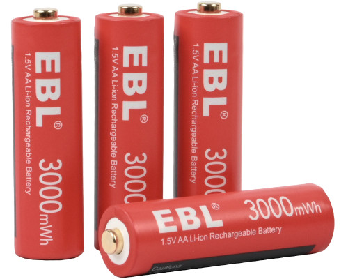 EBL AA Rechargeable Li-Ion Battery 1.5V 3000mWh - 4 Pack (78090)