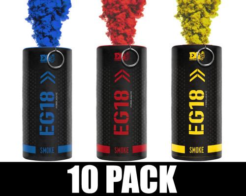 Enola Gaye EG18 Smoke Grenade 10 Pack - Colombia (Blue/Red/Yellow)