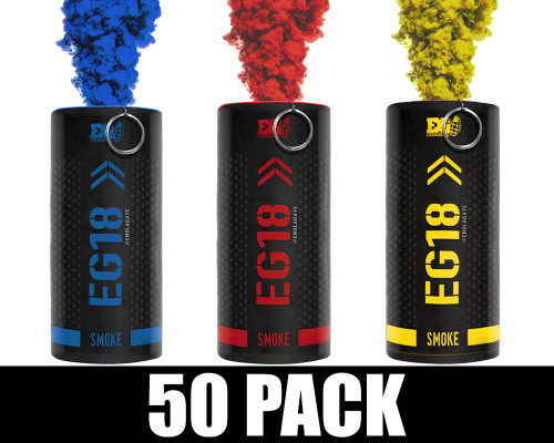Enola Gaye Smoke Grenade - EG18 - 50 Pack - Colombia (Blue/Red/Yellow)