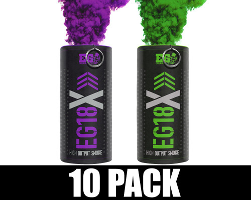 Enola Gaye EG18X Military Smoke Grenade 10 Pack - Joker (Green/Purple)