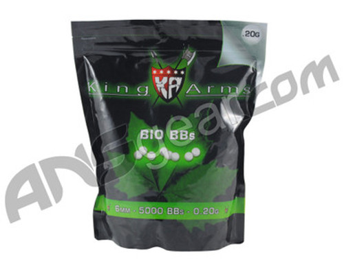 King Arms Airsoft .20g Premium Bio BB's - 5000ct - White