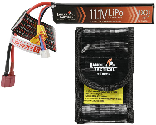 Lancer Tactical 11.1V 1000mAh 20C Stick LiPo Airsoft Battery - Deans Connector (LT11.1V1000SD)