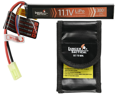 Lancer Tactical 11.1V 1300mAh 20C Stick LiPo Airsoft Battery - Mini-Tamiya (LT11.1V1300S20C)