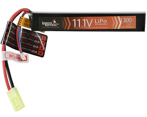 Lancer Tactical 11.1V 1300mAh 20C Stick LiPo Airsoft Battery - Mini-Tamiya (LT11.1V1300S20C)