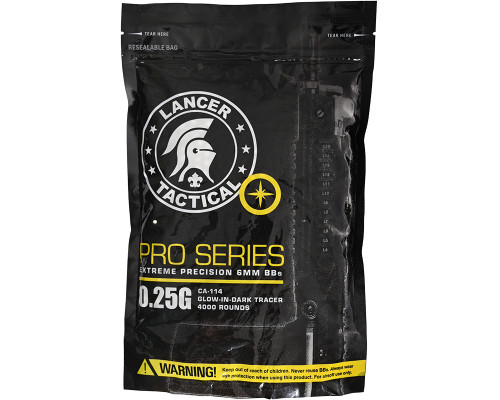 Lancer Tactical Pro Series Green Tracer Airsoft BB's - .25g - 4000 Rounds (CA-114)