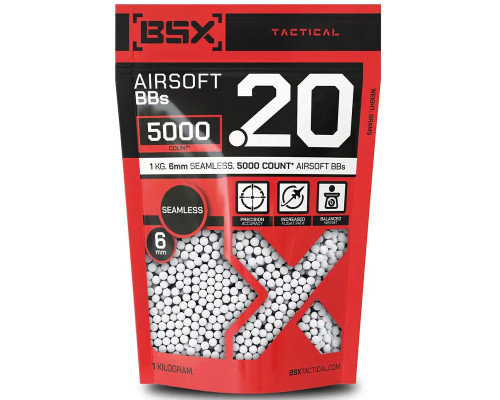 BSX Tactical Airsoft BB's - .20g - 5,000 Count - White