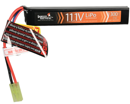 Lancer Tactical 11.1V 1300mAh 15C Stick LiPo Airsoft Battery - Mini-Tamiya (LT11.1V1300S)