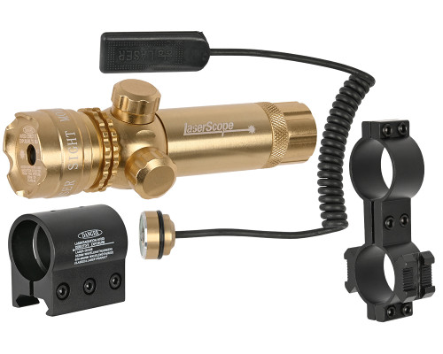 Warrior Paintball Deluxe Laser Sight w/ Barrel Mount & Rail Mount - Gold w/ Red Laser