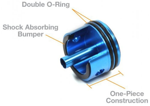 Bravo Aluminum Double O-Ring Cylinder Head w/ Rubber Bumper for Ver. 2 Metal Gearbox AEG