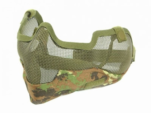 Bravo V2 Strike Metal Mesh Lower Face Mask w/ Ear Protection ( Flecktarn )