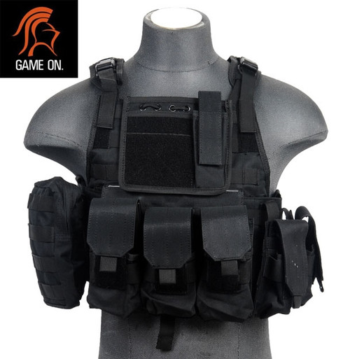 Lancer Tactical Molle Airsoft Tactical Assault Vest and Plate Carrier ( Black )