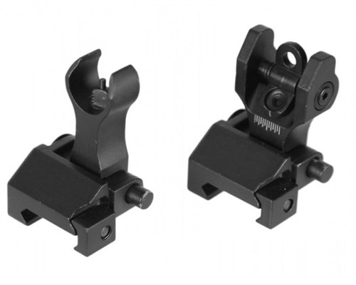 Echo1 Flip Up Combat Sight Set Front & Rear - Black