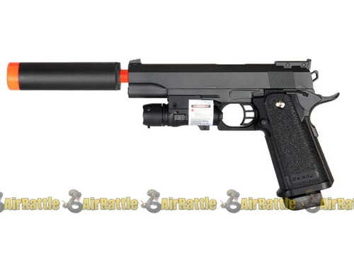 Cyma G6A Capa 5.1 Metal Airsoft Spring Action Pistol w/ Red Laser & Mock Suppressor Cyma G6A Capa 5.1 Metal Airsoft Spring Action Pistol w/ Red Laser & Mock Suppressor
