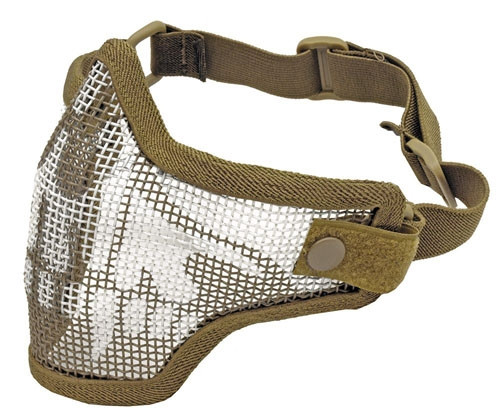 Half Face Metal Mesh Tactical Lower Face Airsoft Mask For Use With Goggles ( Tan Skull )