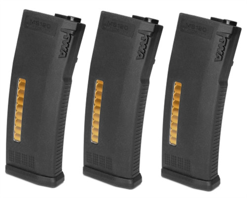 KWA M4 / M16 Airsoft MS120 ERG/AEG 2.5/AEG Mid Cap Rifle Magazine - 3 Pack