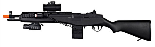 DE M14 Socom Spring Airsoft Rifle Gun w/ Scope, Flashlight, Laser