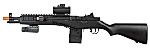 DE Airsoft M14 RIS Electric AEG Gun w/ Laser, Scope and Flashlight