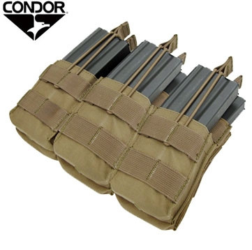Condor Tactical MOLLE Triple Open Top Stacker M4 / M16 Magazine Pouch ( Tan )