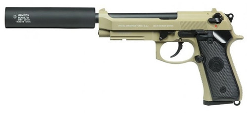 Socom Gear M9 RIS Metal Blowback Airsoft Pistol w/ Gemtech Barrel Extension ( Tan )