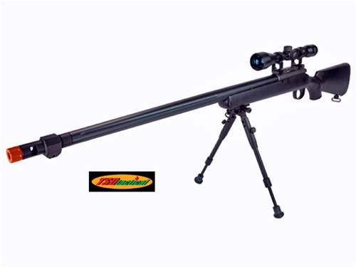 530 FPS TSD Tactical SD702 Airsoft Sniper Rifle Bolt Action Black OPS Version Fluted Barrel Gun