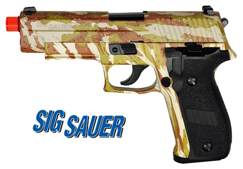 Desert Camo Full Metal SIG P226 Gas Blowback Airsoft Pistol Licensed 226