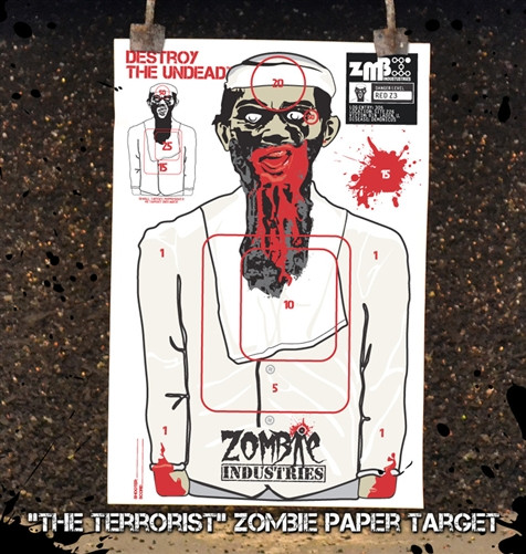Zombie Industries (5) Paper Zombie Range Targets - "Terrorist" 18X24