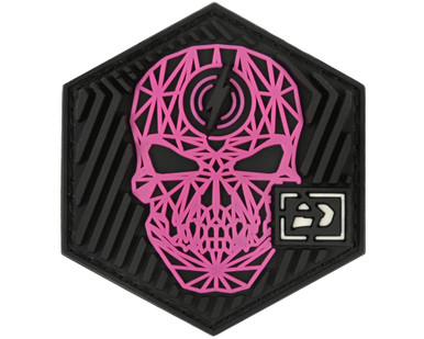 Push Rubberized Velcro Skull Patch - Crystal Pink