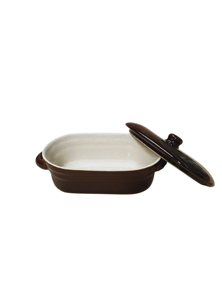 Oval clay crock pot lard - butter pot with a lid 1l