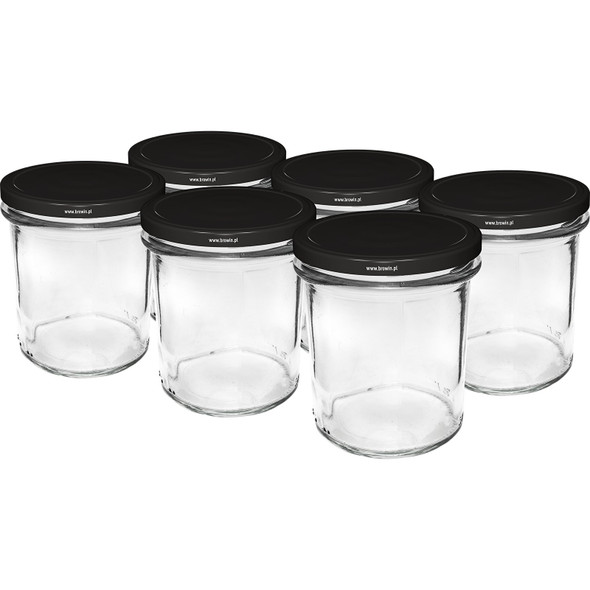 6 x 346 ml jars ø82 - with black lid