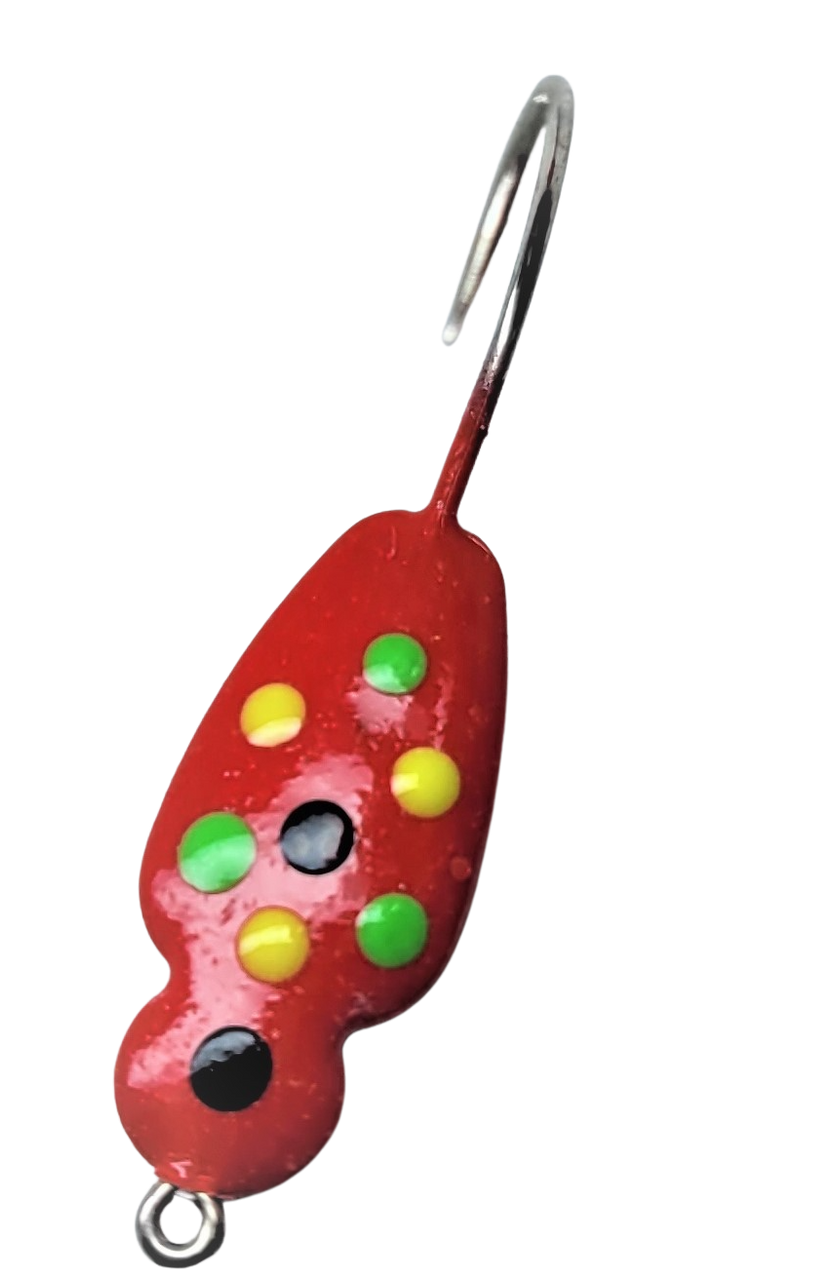 5 Pack Red and White Devil Spoon Fishing Lures, Assorted Sizes