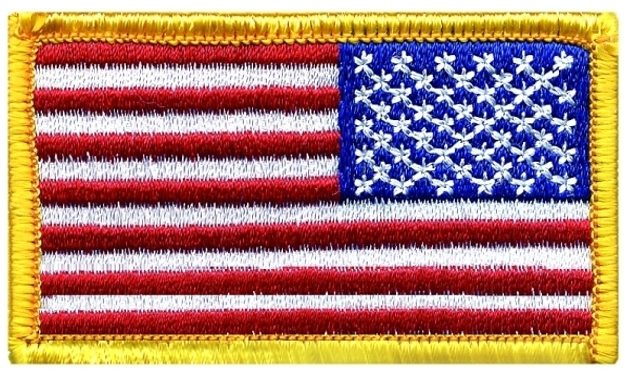 U.S. Flag Patch, Reverse, Medium Gold, 2-1/2x1-1/2 - Hero's Pride