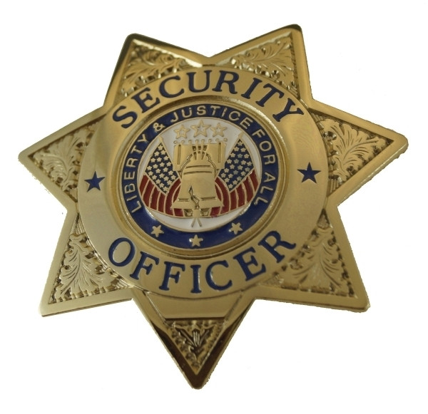 SECURITY OFFICER Badge, Enameled & Plated Durable 5-Pc Pin/Catch