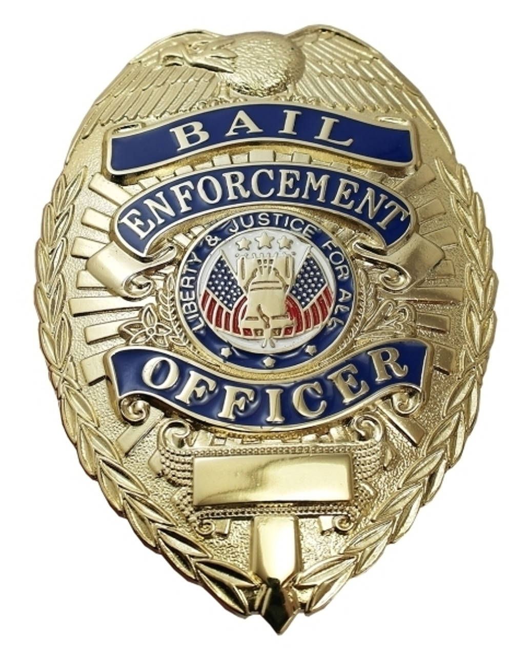 BAIL ENFORCEMENT OFFICER Badge, Durable 5-Pc Pin/Catch, 2-1/4x3-1/8