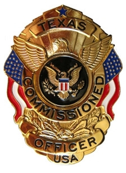 TEXAS COMMISSIONED OFFICER USA Badge, Durable 5-Pc Pin/Catch, 2-1