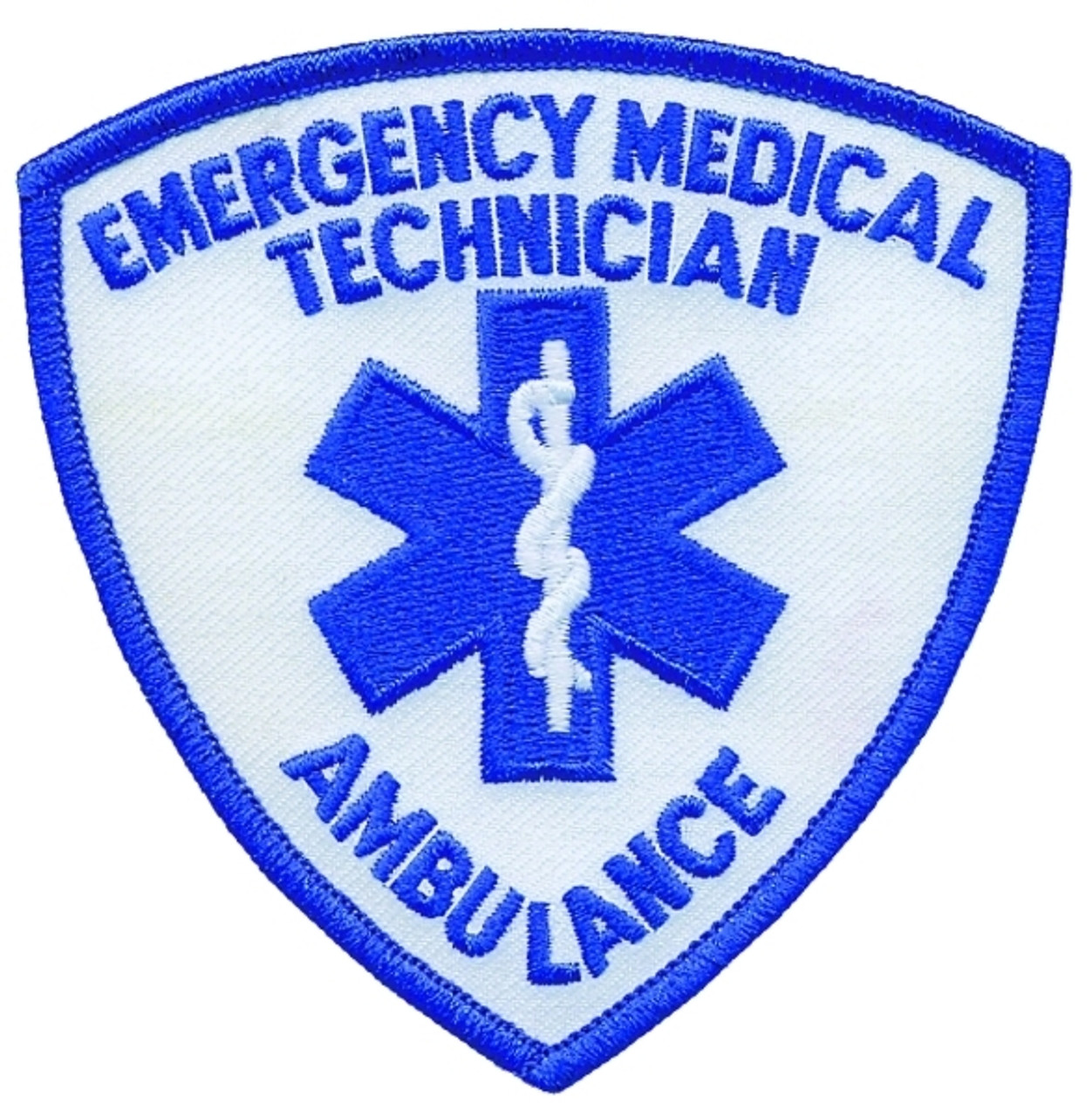 EMERGENCY MEDICAL TECHNICIAN AMBULANCE Shoulder Patch, Royal/Royal,  3-9/16x3-9/16