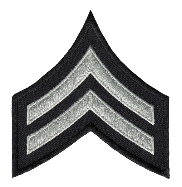 LAPD Chevrons, P3, (CPL), Pairs, LAPD SilverGrey/Black, 3-1/8