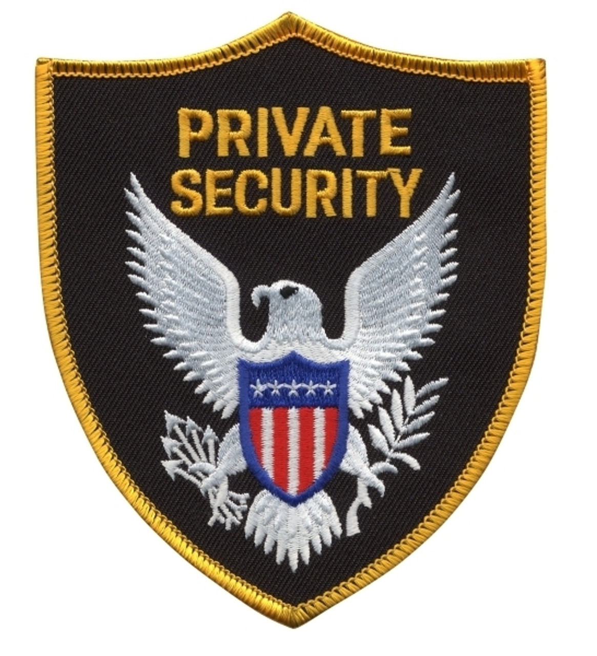 PRIVATE SECURITY OFFICER Shoulder Patch, Gold Border, 3-3/4x4-1/2