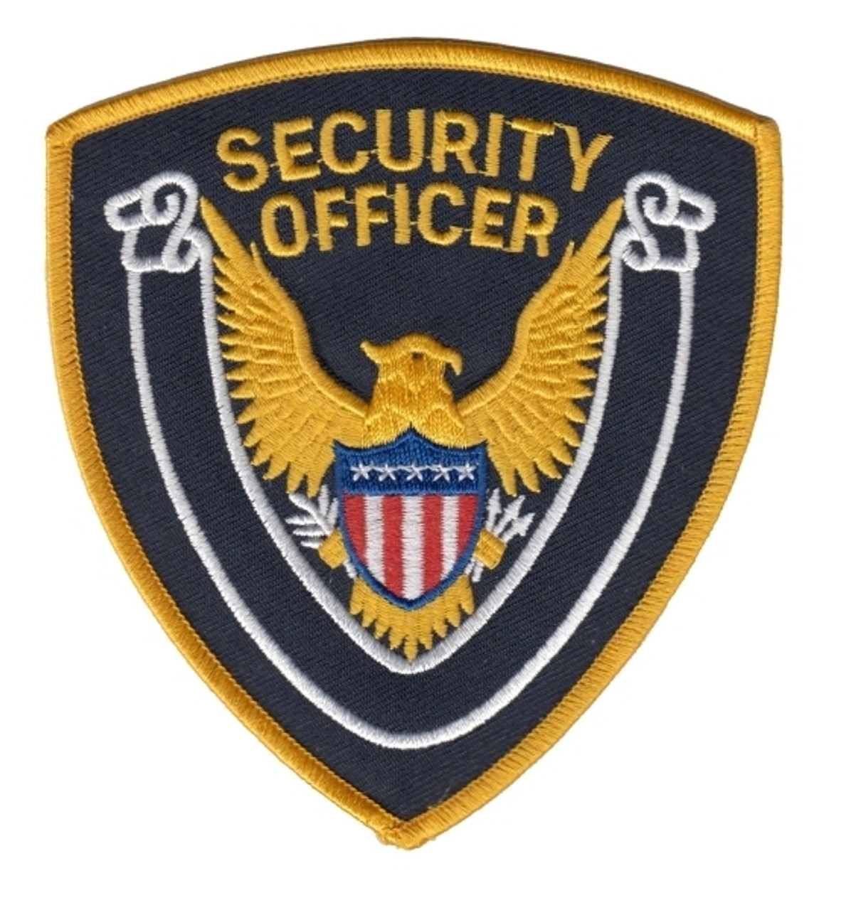 PRIVATE SECURITY OFFICER Shoulder Patch, Gold Border, 3-3/4x4-1/2