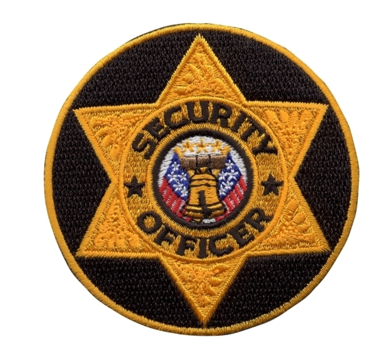 Set of 2 Sew on Security Chest Patches - Security Officer Guard Badge Patch  Embroidered - Security Enforcement Emblem (Black on Gold - Star)